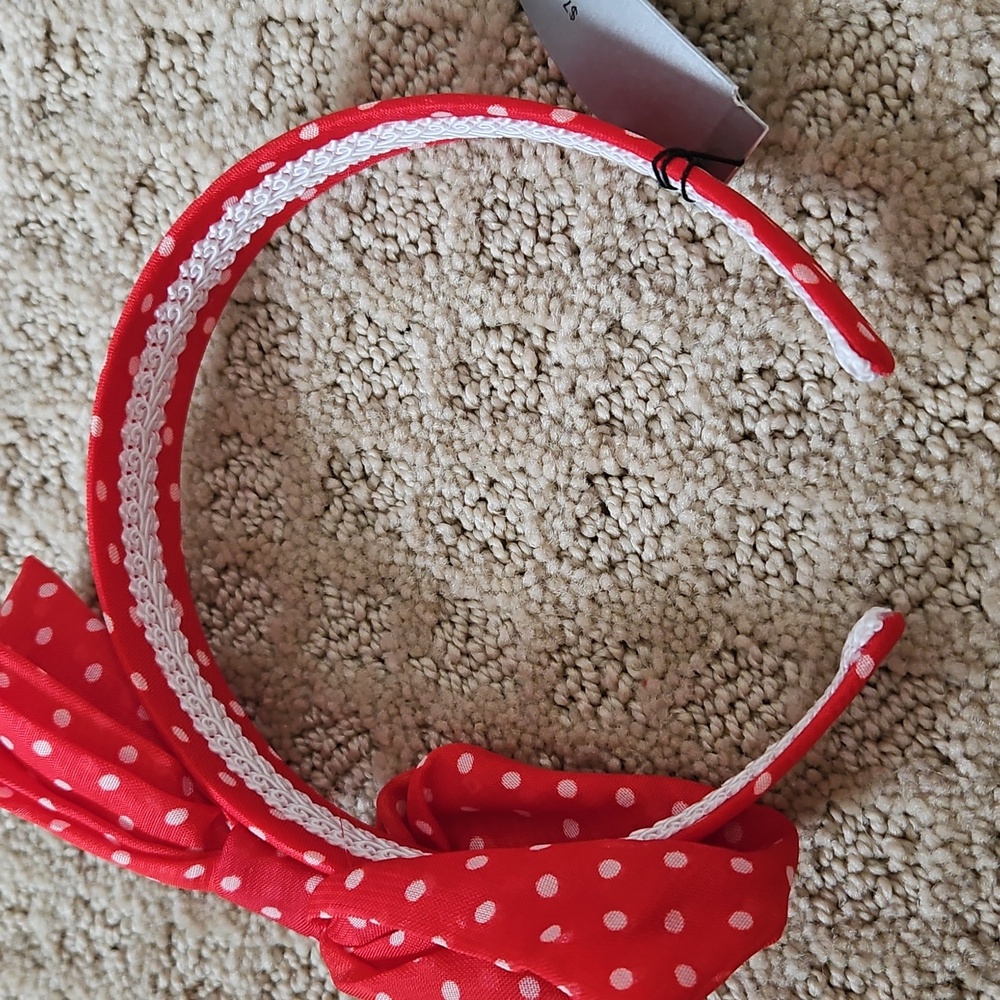 Polka Dot Headband In Red